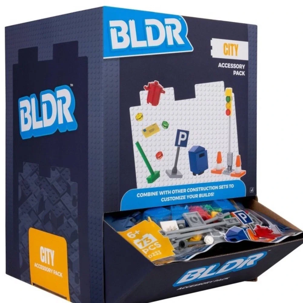 BLDR City Accessory Pack 0233 Building Blocks 73 Pcs Street Signs Lamp Lot of 2